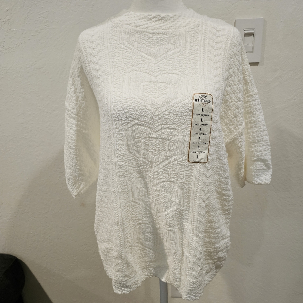 Bentley Women's Sweater Short Sleeve White Large NWT